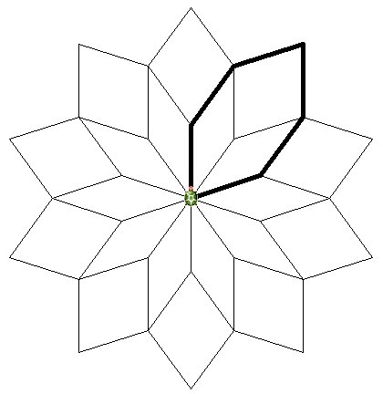 zvýraznený šesťuholníkový spôsob kreslenia lupienkov